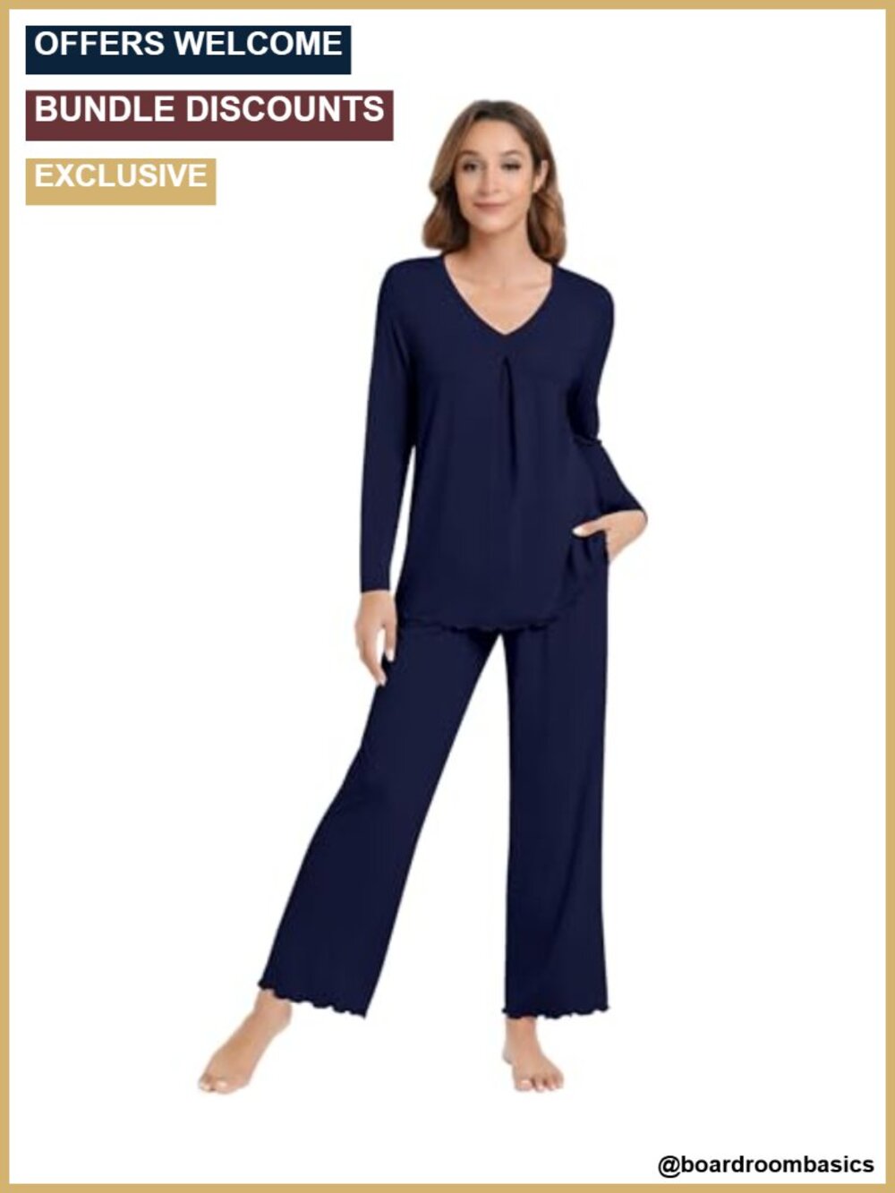 Women's Pajama Set Viscose Made from Bamboo Long Sleeve Sleepwear Top with Pants